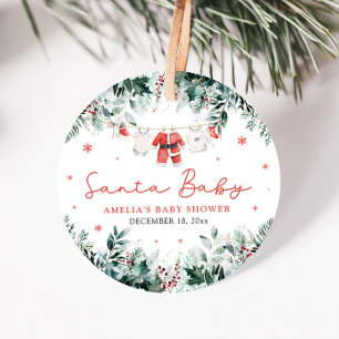 Red Santa Baby Christmas Baby Clothes Baby Shower Favour Tags