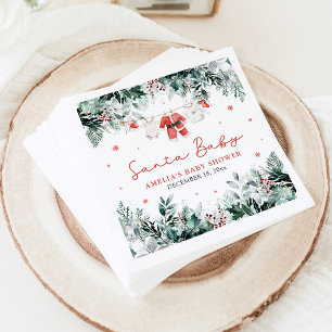 Red Santa Baby Christmas Baby Clothes Baby Shower Napkin
