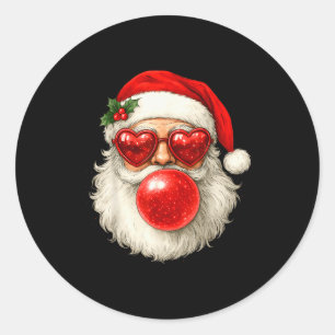 Red Santa Christmas Bubble Gum Sungles Vintage Ret Classic Round Sticker