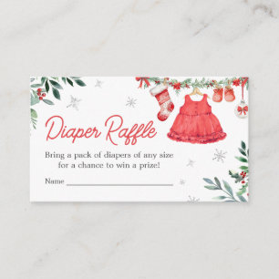 Red Santa Christmas Festive Baby Diaper Raffle Enclosure Card