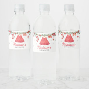 Red Santa Christmas Festive Baby Shower Water Bottle Label