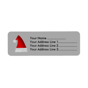 Red Santa Christmas Hat Return Address Label