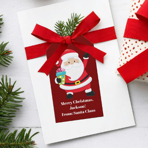 Red Santa Claus Customised Kids Christmas Gift Tags
