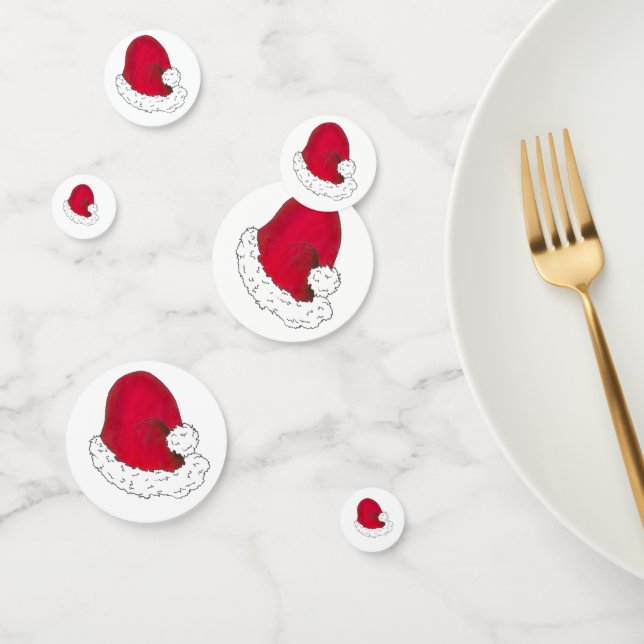 Red Santa Claus Hat Christmas Happy Holidays Confetti (Group)