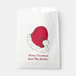 Red Santa Claus Hat Personalised Merry Christmas Favour Bag