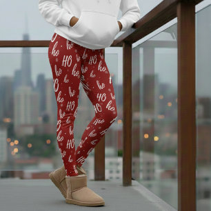 Red Santa Claus Ho Ho Ho Christmas Leggings