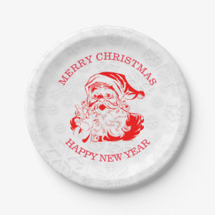 Red Santa Claus Paper Plate