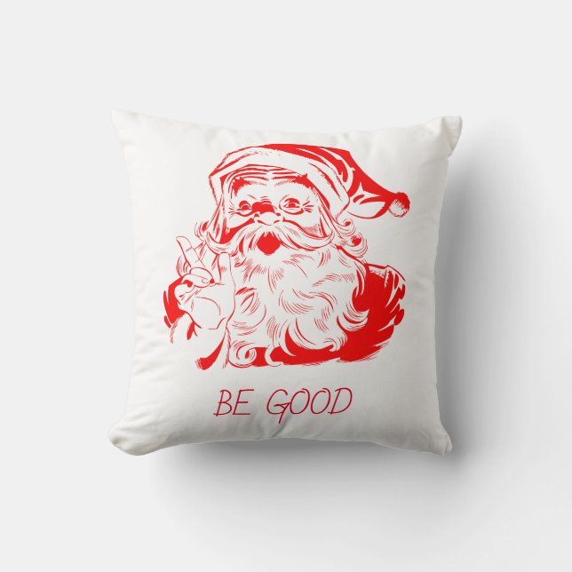 Red Santa Claus White Background Cushion (Front)