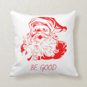 Red Santa Claus White Background Cushion