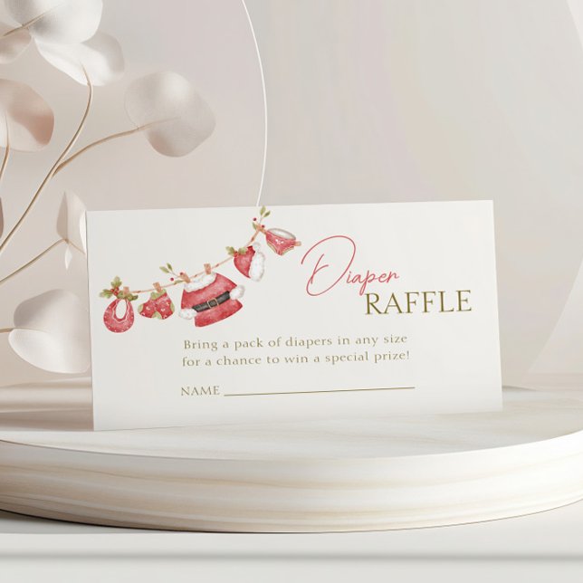 Red Santa Clothes Baby Shower Diaper Raffle Ticket Enclosure Card (Creator Uploaded)
