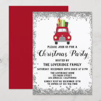 Red Santa Gifts Holiday Christmas Party Silver