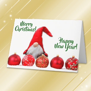 Red Santa Gnome Christmas Holiday Card