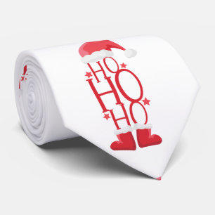 Red Santa Hat and Boots Ho Ho Ho Tie