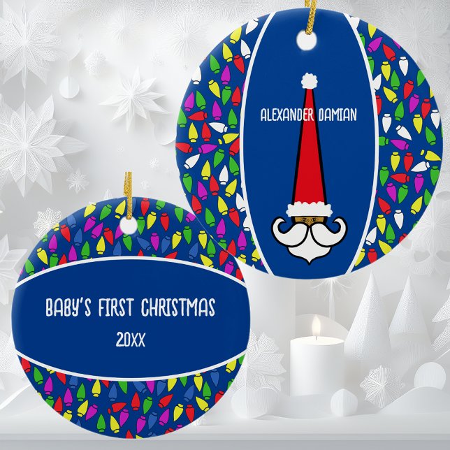 Red Santa Hat Baby's First Christmas Ceramic Ornament (Creator Uploaded)