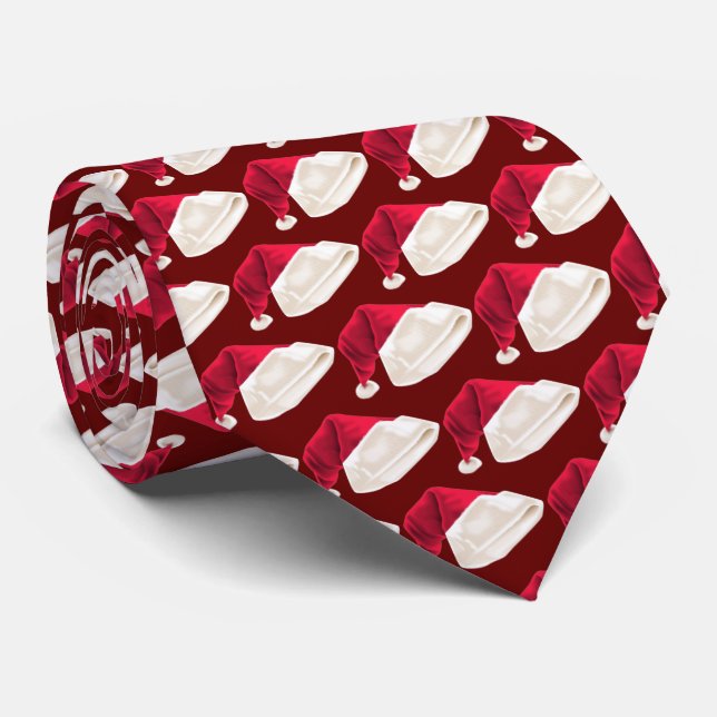 Red Santa hat, Christmas elegance Tie (Rolled)