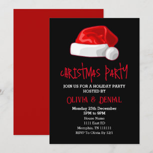 Red Santa Hat Christmas Holiday Black