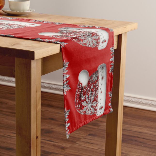 Red Santa Hat Holiday Table Runner (In Situ)