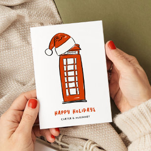 Red Santa Hat London Red Telephone Box Business Holiday Card