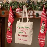 Red Santa Sack North Pole Merry Christmas Tote Bag<br><div class="desc">Red Santa Sack North Pole Merry Christmas</div>