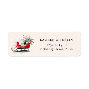 Red Santa Sleighs Return Address Label