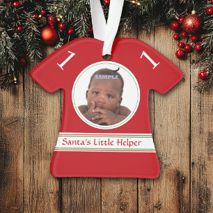 Red Santa's Helper Photo Template Kids Ornament