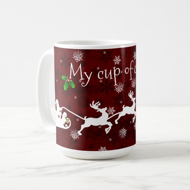 Red Santa's Sleigh and Reindeer Coffee Mug (Front Left)