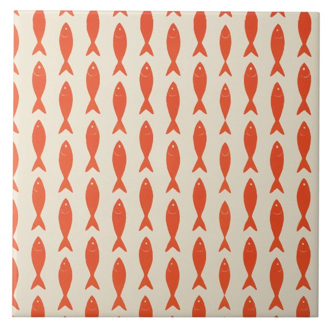 Red Sardines Fish Summer Ceramic Tile (Front)