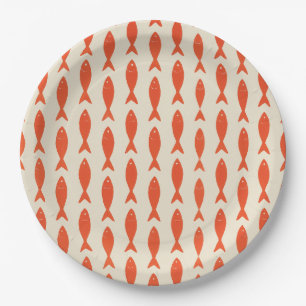 Red Sardines Fish Summer Paper Plate