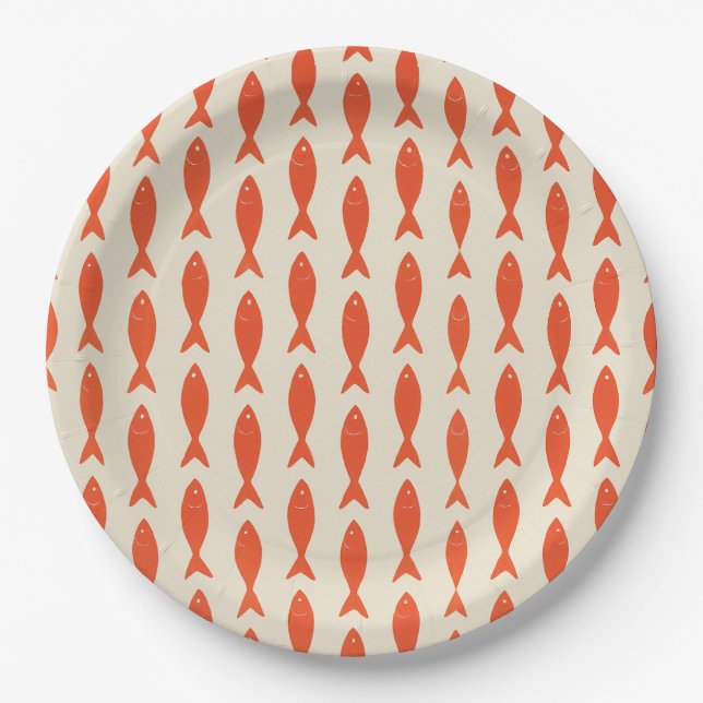 Red Sardines Fish Summer Paper Plate (Front)