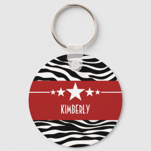 Red Sassy Star Zebra Keychain