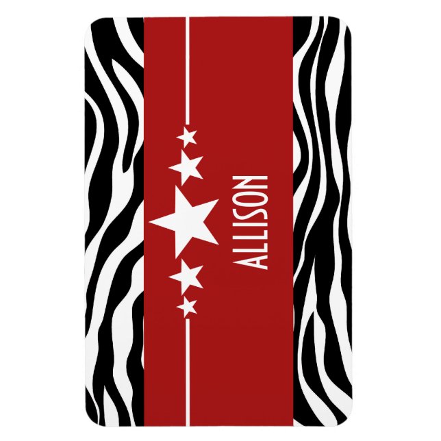 Red Sassy Star Zebra Premium Magnet (Vertical)