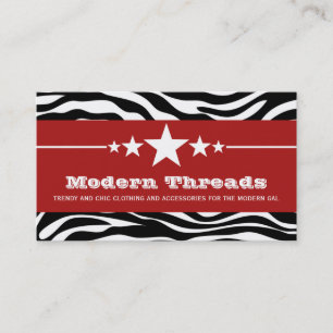 Red Sassy Star Zebra Print Business Card