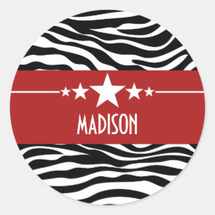 Red Sassy Star Zebra Stickers