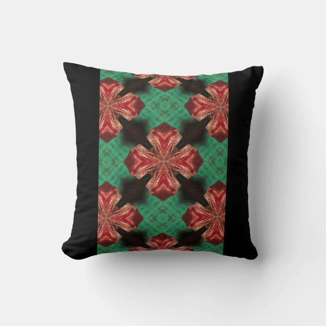 Red Satin Bow Green Crisscross Ribbon Design   Cushion (Front)