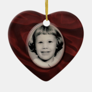 Red Satin Heart Memorial Ornament