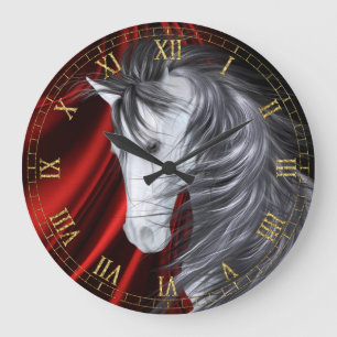 Red Satin Horse Wall Clock