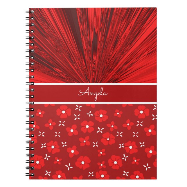 Red Satin n Flowers Personalised Journal (Front)