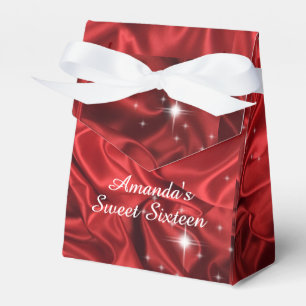 Red Satin Sweet Sixteen Birthday Party Favour Box
