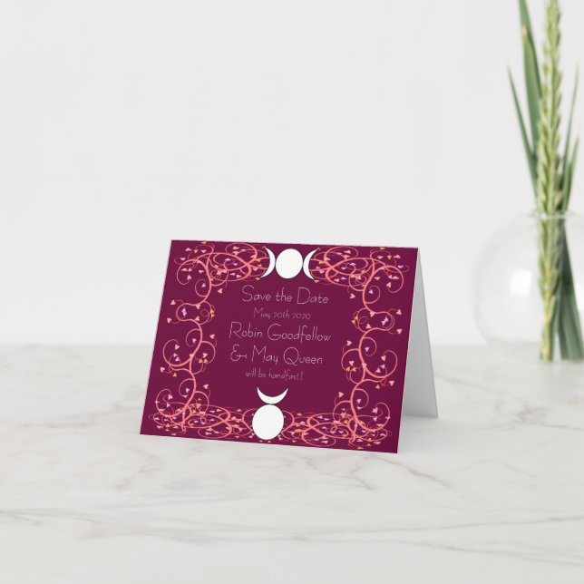 Red Save the Date Notecard Wiccan Handfasting (Front)