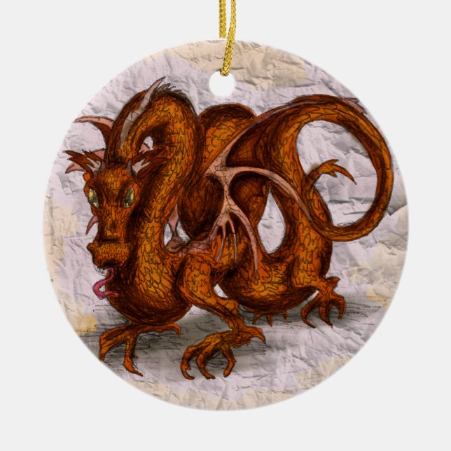 Red Scale Ceramic Ornament (Front)