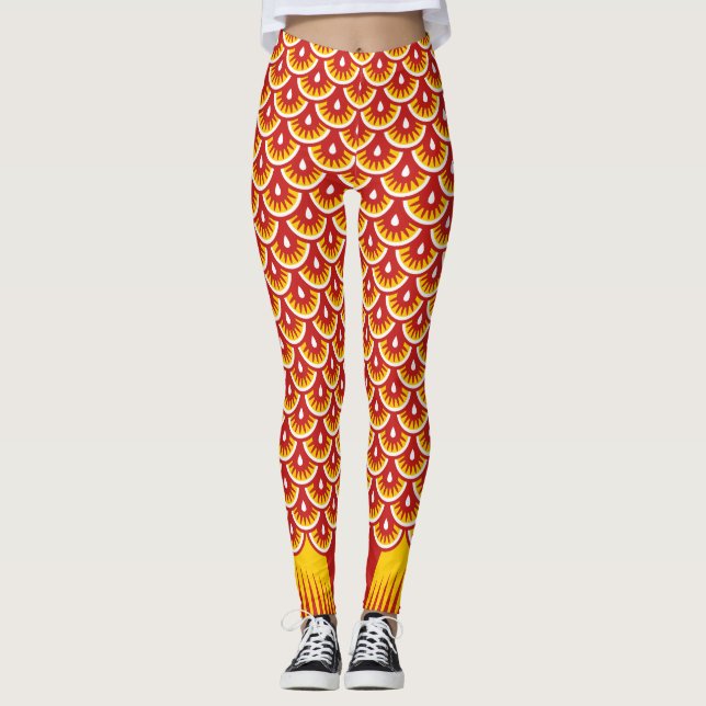Red Scaled Goldfish Tail Leggings (Front)