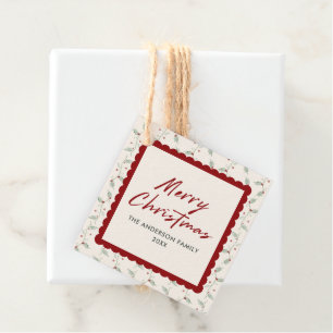 Red Scalloped Christmas Favour Tags