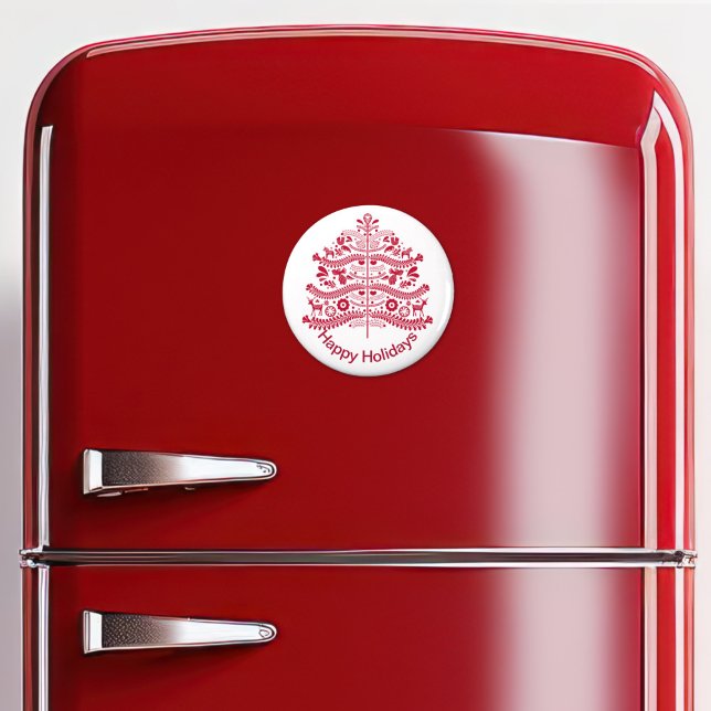 Red Scandinavian Folk Art Nordic Christmas Tree Magnet (Creator Uploaded)