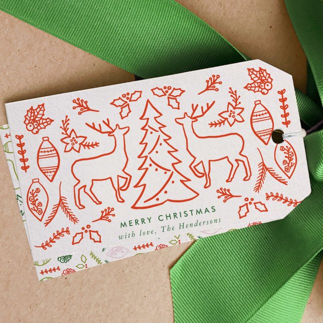 Red Scandinavian Pattern Christmas Gift Tags (Red Scandinavian Pattern Christmas Gift Tags)