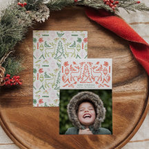 Red Scandinavian Pattern Photo Holiday Card