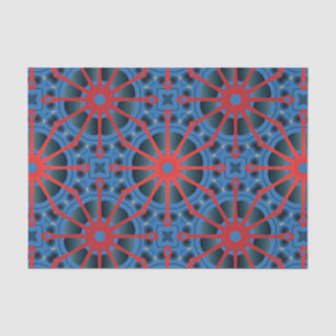 Red Scarlet and Blue Indigo Ethnic Boho Pattern Tissue Paper