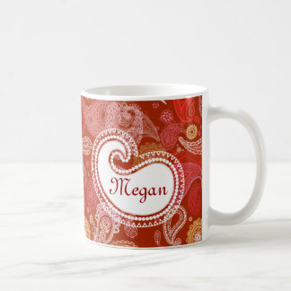 Red scarlet paisley coffee mug