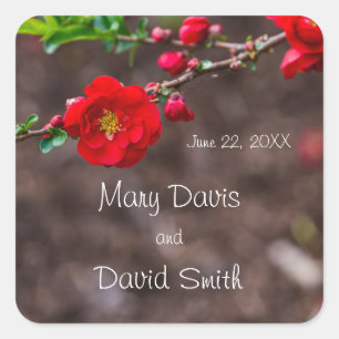 Red Scarlet Wedding Square Sticker