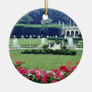 Red Scene from conservatory balcony, Longwood Gard Ceramic Ornament