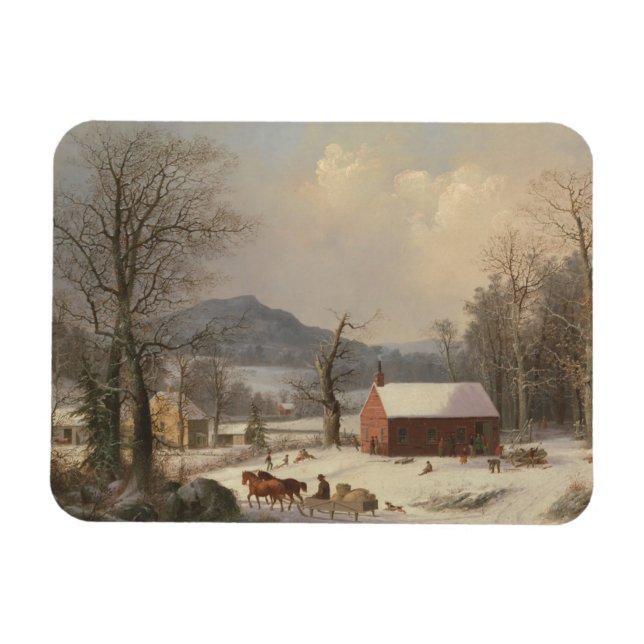 Red School House (Country Scene) 1858 Magnet (Horizontal)